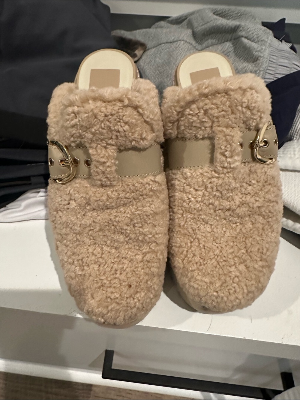 Dolce Vita Faux Shearling Slide in Beige